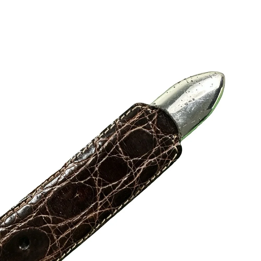 Bespoke Deep Brown Genuine Caiman Crocodile Mens Belt Size 32 NWOT